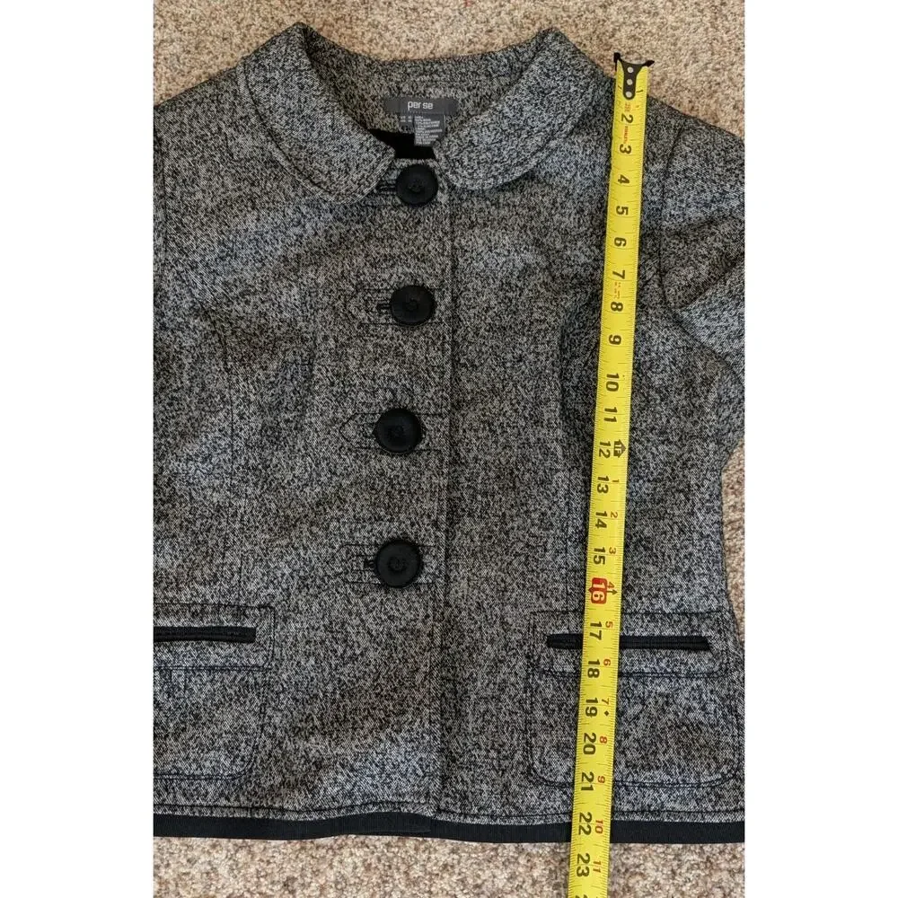 Per Se Women's Gray Black Wool Blend Tweed 2 Piece Skirt Suit Size US 16 UK 18 - Picture 12 of 16
